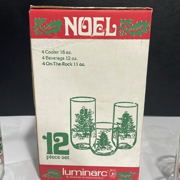 Vintage Luminarc Noel Christmas tree glasses set of 12 tumblers multi-size set - Picture 9 of 16